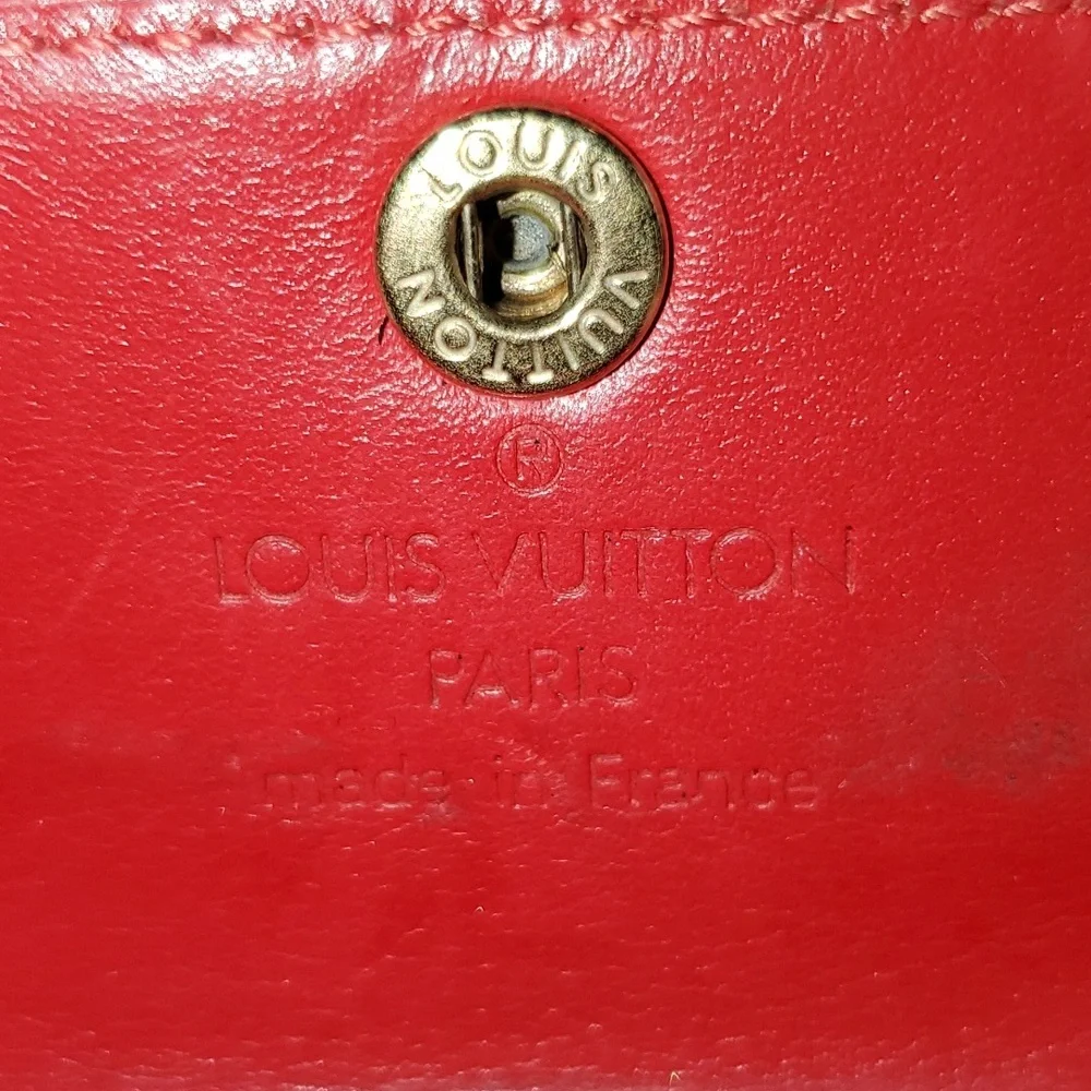 LOUIS VUITTON Vintage Red Snap Wallet w Callouts